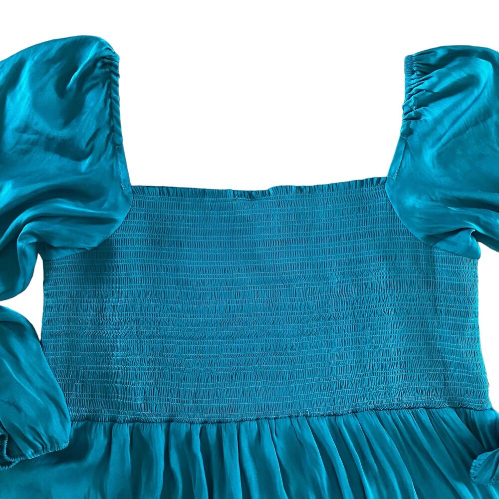 Anthropologie DOLAN Plus Teal Smocked Romantic‎ Babydoll Peplum Blouse - Size 2X - Picture 4 of 9